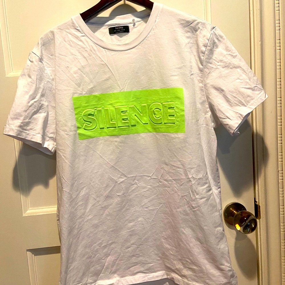 Bershka white shirt with neon